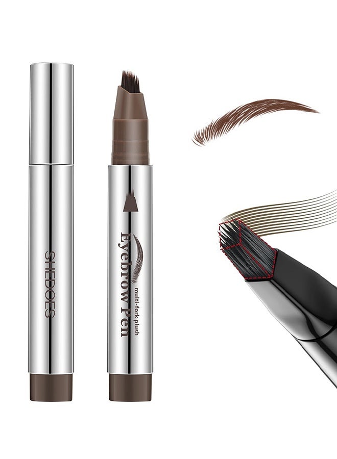 SHEDOES Multi-Fork Plush Eyebrow Pen,Liquid Eyebrow Pen, Waterproof Microblading Eyebrow Pencil with a Micro-Fork Tip Applicator, Creates Natural Looking Brows Effortlessly #02 BROWN - Image 1
